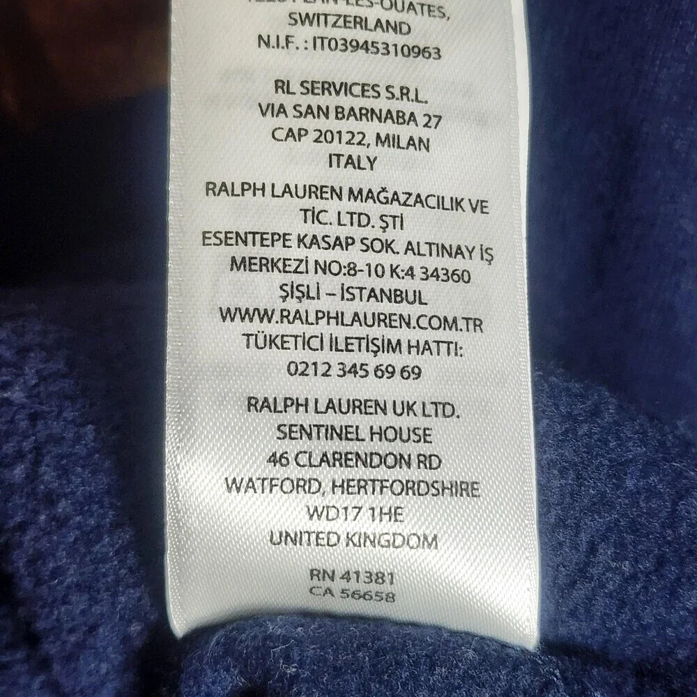Polo Ralph Lauren Hoodie Mens Small Blue Pullover Polo Players Graphic 3 Sleeve